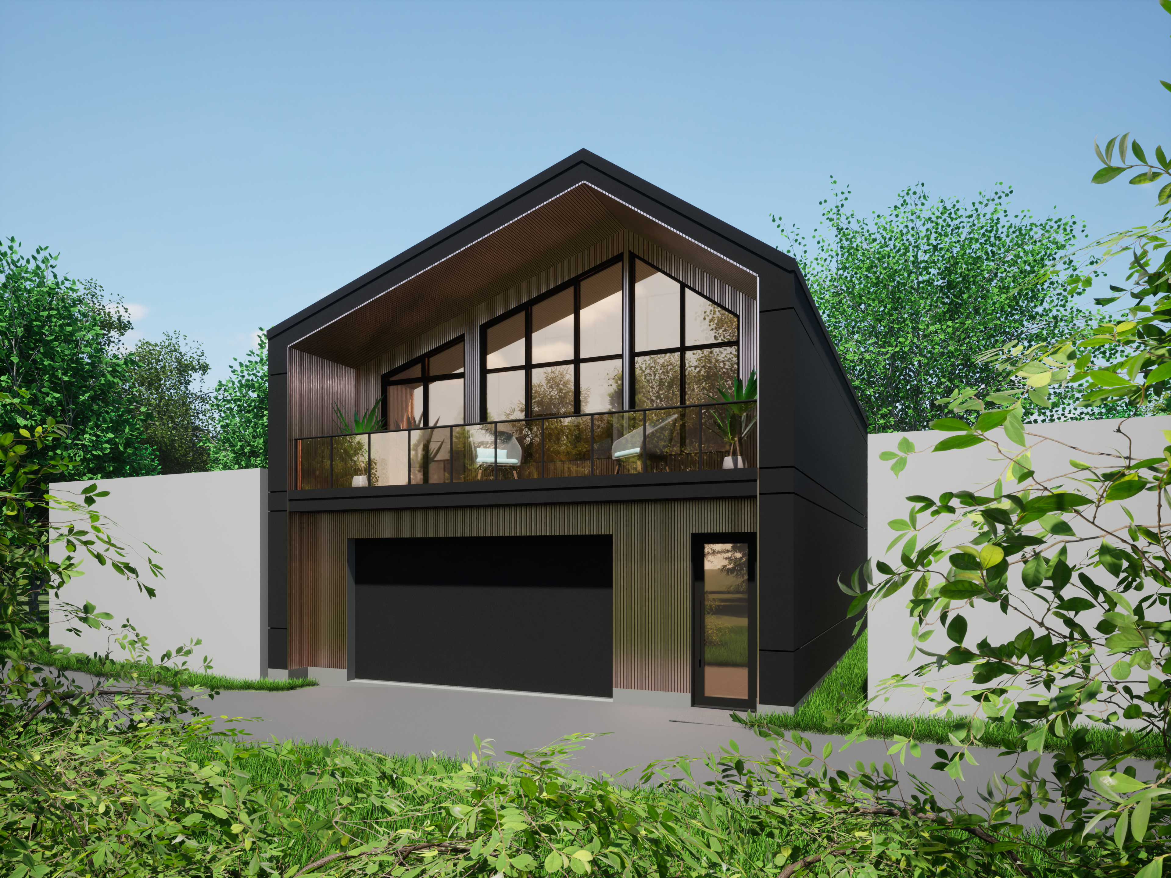 Lane View of Existing Garage Conversion to Laneway Home in Toronto